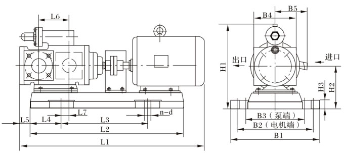  3G42×4三螺杆泵外形及安装尺寸 